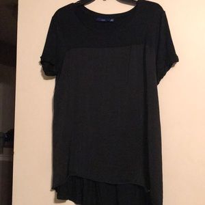 Black 2 tone short sleeve blouse